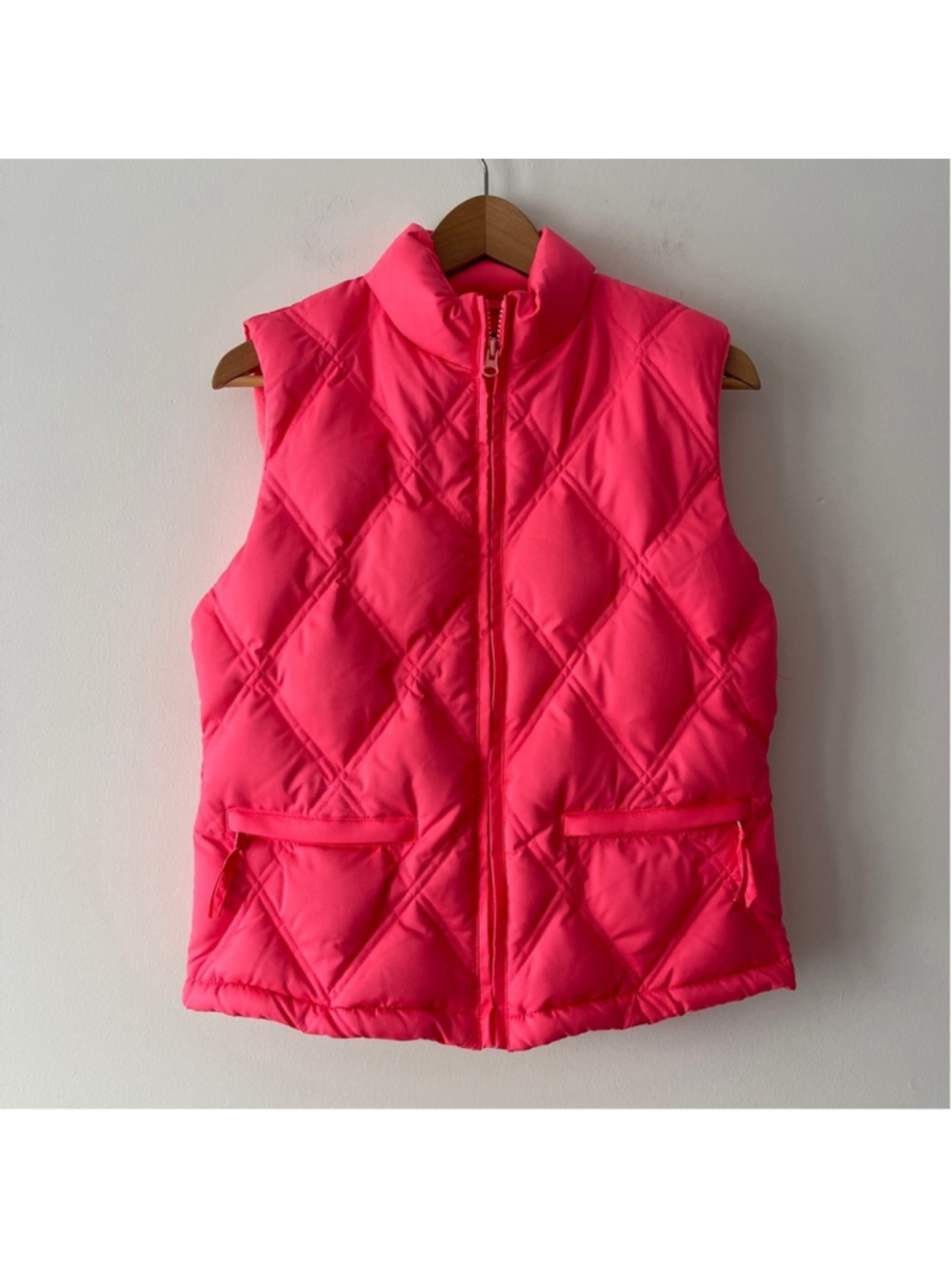 Vintage GAP y2k Bright Pink down puffer Vest size small women’s fleece